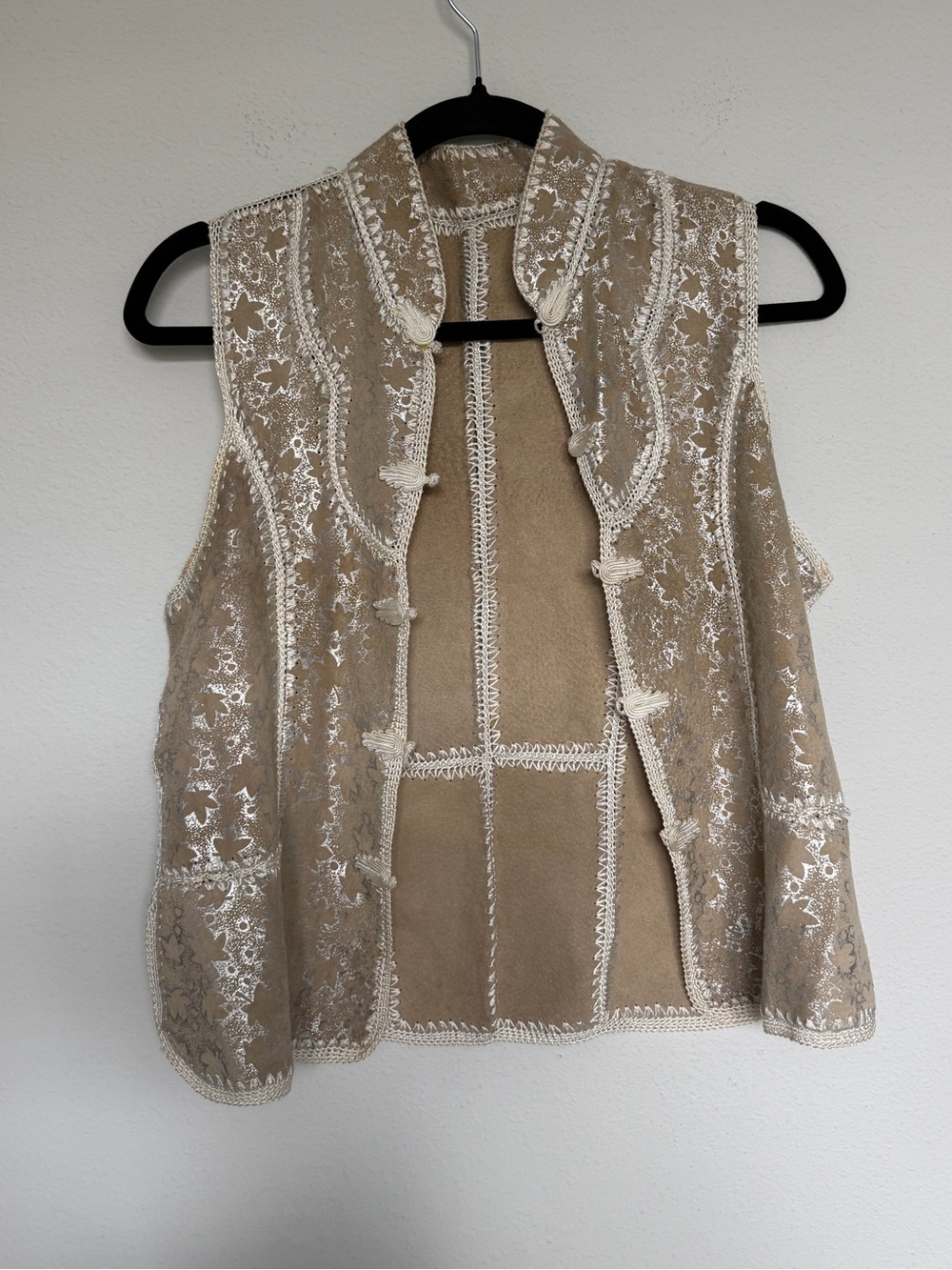 Women’s Beige Lace Overlay Vest